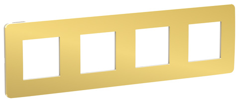 Рамка на 4 поста. Цвет Золото/бежевый. Schneider Electric Unica Studio. NU280860