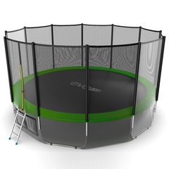 EVO JUMP External 16ft (Green) + Lower net. Батут с внешней сеткой и лестницей, диаметр 16ft (зеленый) + нижняя сеть