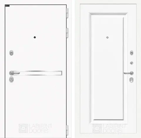 Входная металлическая дверь Лабиринт Лайн Вайт (Line White) 27 Эмаль белая RAL 9003 (Белые входные двери)