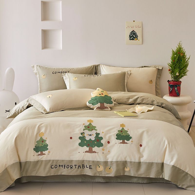 ZEPHYR HOME Двуспалка Египетский хлопок Новогодний фисташковый