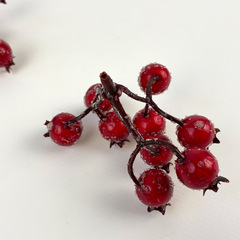 №2 Ягоды Шиповника зонтиком в сахарной обсыпке, на ветке 9 ягод по 15 мм, набор 5 шт.