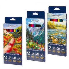 
          Карандаши цветные Alingar 12 цв., "Пейзаж" деревянные, трехгранные, заточенные, грифель 2.8, картон. уп., европодвес