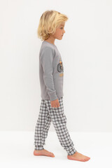 пижама  для мальчика  К 1541/холодный серый,клетка