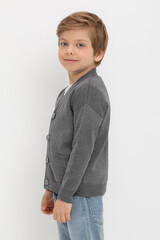 кардиган  для мальчика  КВ 30155/тем.серый меланж