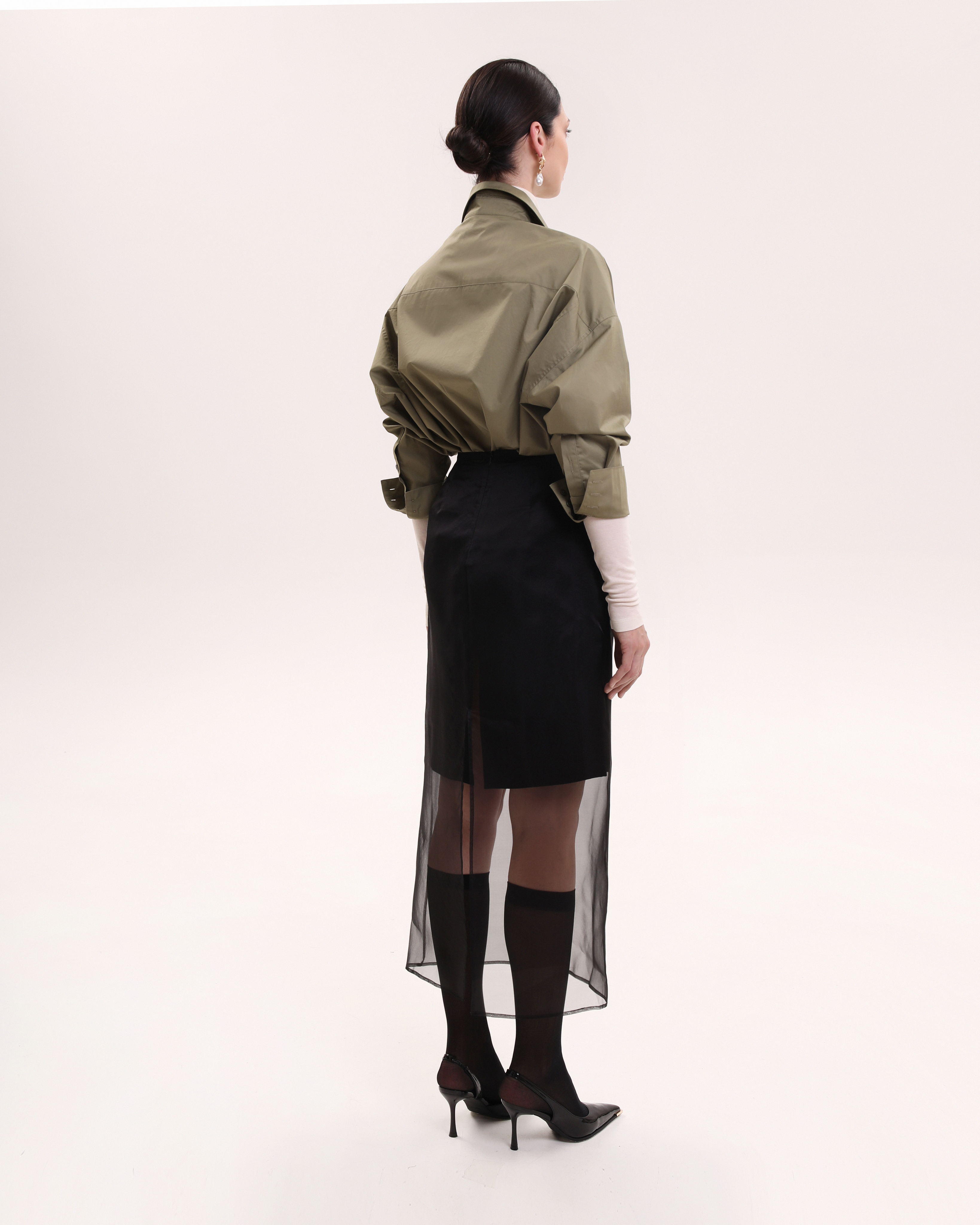 Рубашка хлопковая олива