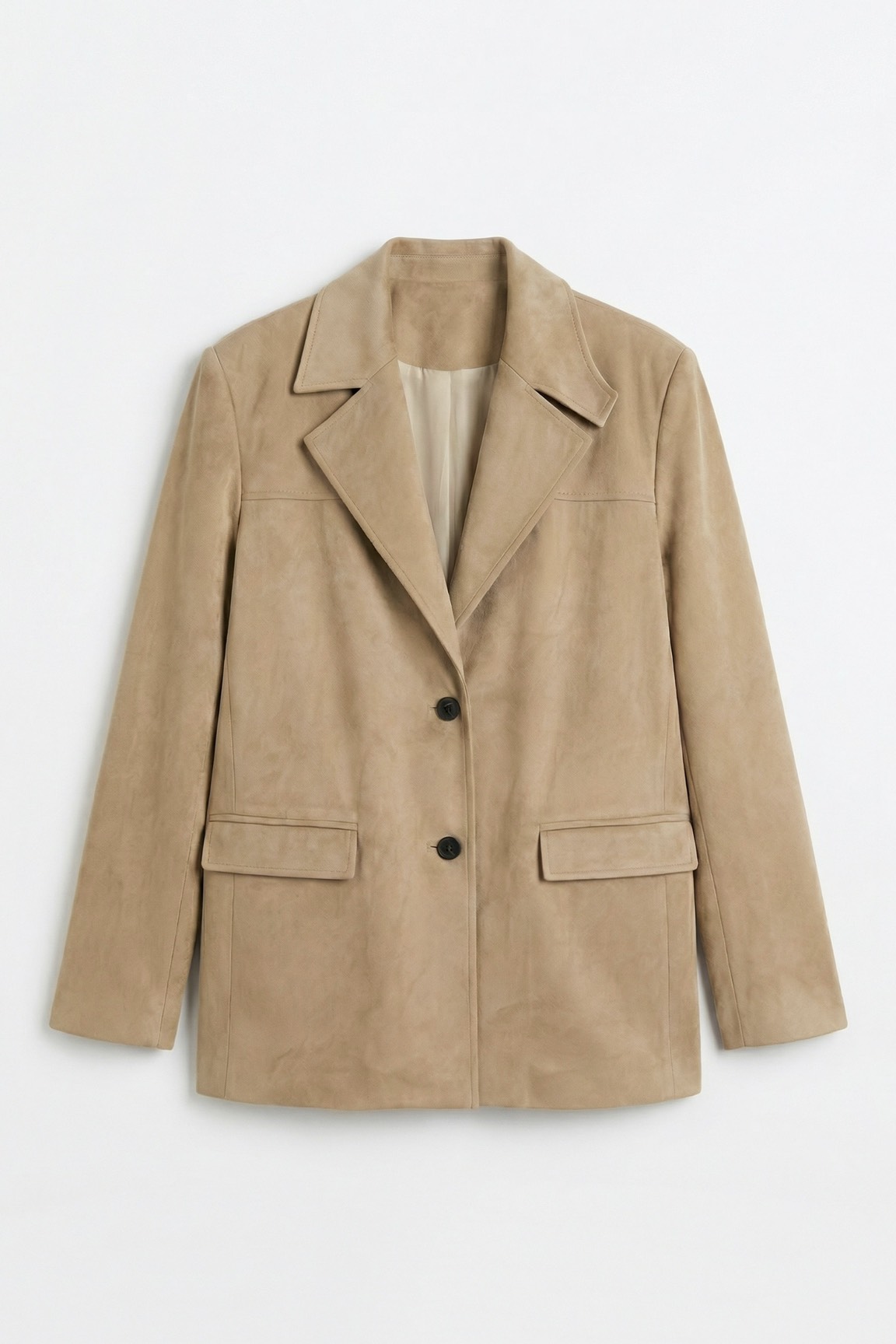Жакет однобортный из экозамши, песочный