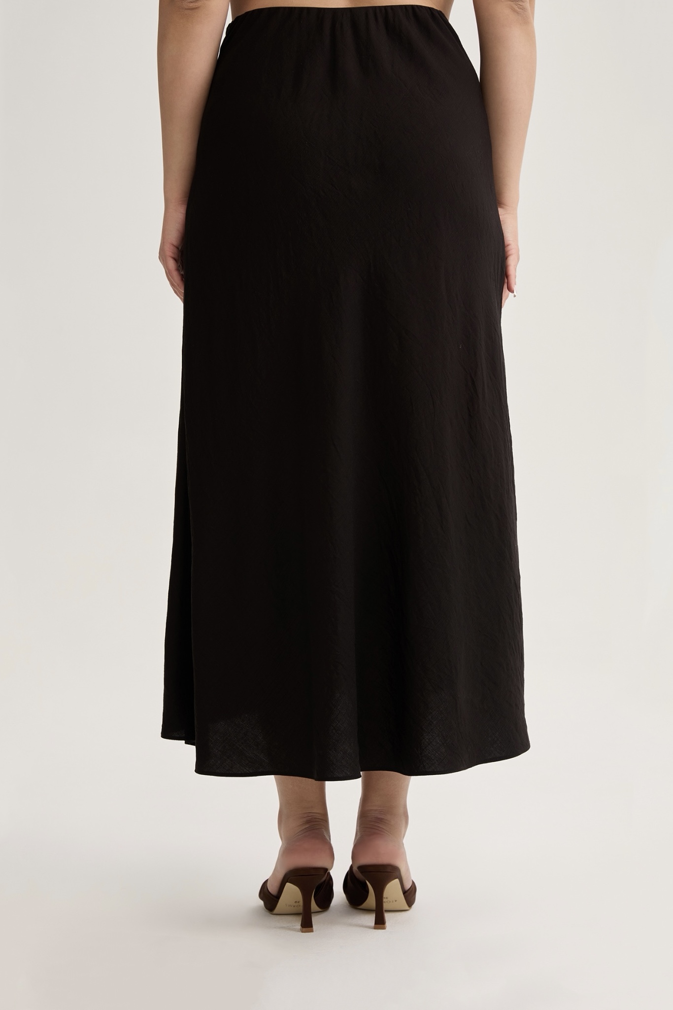 Юбка миди из жатой вискозы, черный