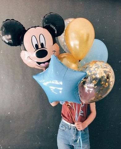 воздушные шары девочке Микки-Маус, фольгированная фигура Микки Маус, латексные шары