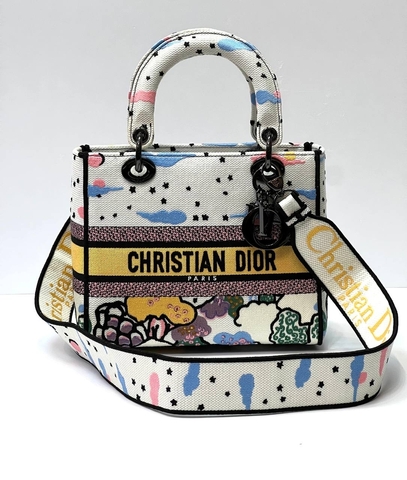 Женская сумка Dior Lady D-lite, модель среднего формата белый