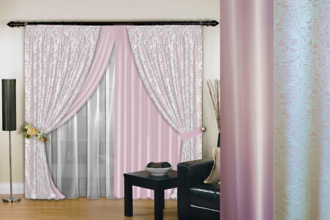 Комплект штор Новелла розовый белый