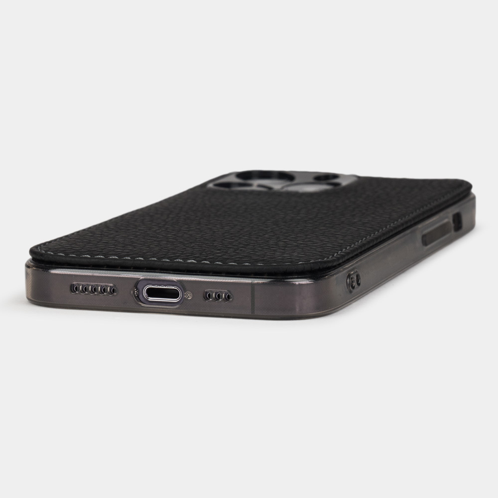 Чехол-накладка для iPhone 13 Pro Max из натуральной кожи теленка, цвета черный мат