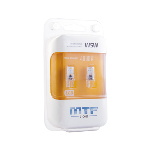Светодиодные автолампы MTF Light VEGA, W5W/T10, 12В, 1Вт, 4000К (2 шт.)