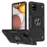 Противоударный чехол Strong Armour Case с кольцом для Samsung Galaxy A22 4G (Черный)