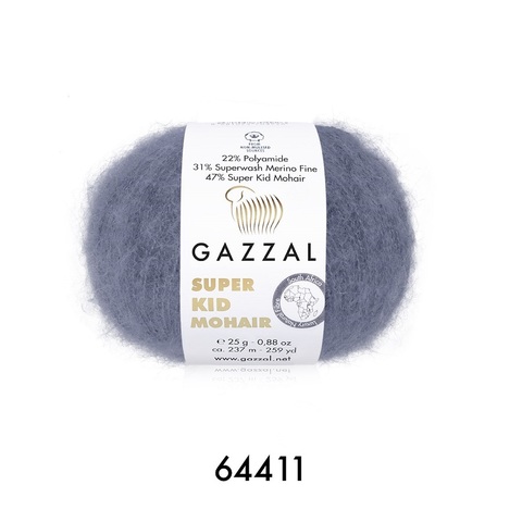 Пряжа Gazzal Super Kid Mohair цвет 64411