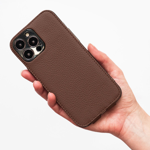 Чехол для iPhone 15 Pro Robert из кожи теленка, цвета шоколад