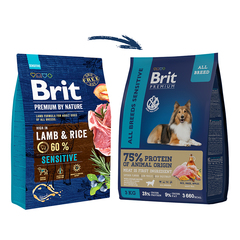 Brit Premium Dog Sensitive с ягненком и индейкой для взрослых собак всех пород 15 кг