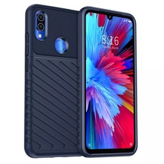 Чехол синего цвета усиленный с рельефной фактурой для Xiaomi Redmi Note 7, мягкий отклик кнопок, серии Onyx от Caseport