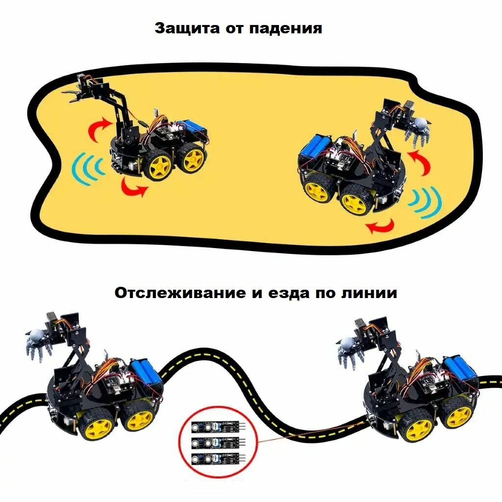 Arduino Набор для сборки 4WD робот-манипулятор с контроллером Arduino ...