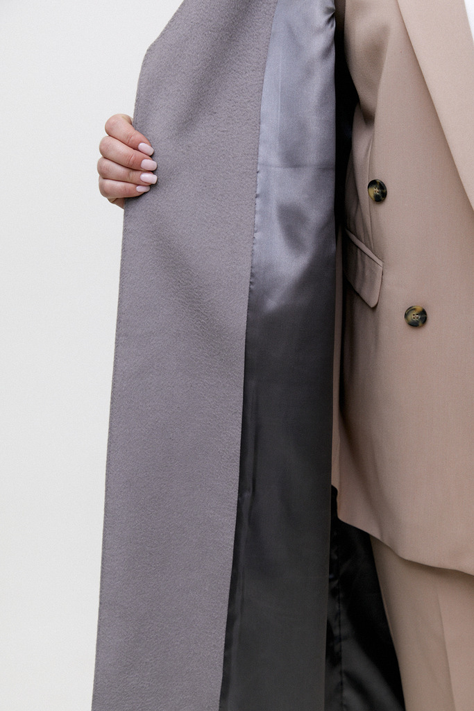 Пальто-халат фактурное, серый