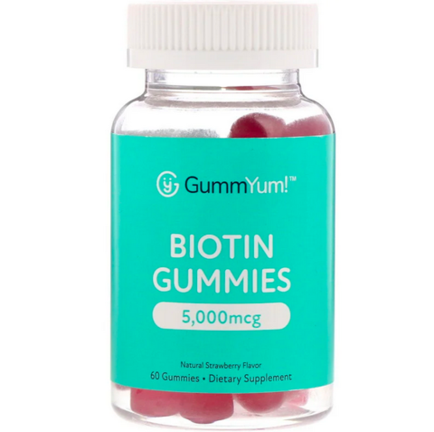GummYum!, Жевательные таблетки с биотином, клубника, 2500 мкг, 60 шт.