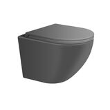 Унитаз подвесной безободковый SinteSi EVI серый матовый с крышкой-сиденьем дюропласт, микролифт