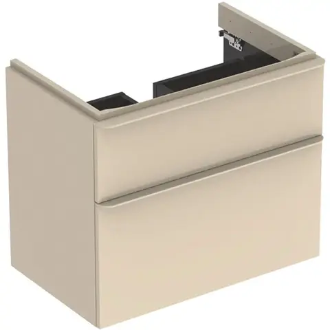 Шкафчик для раковины Geberit Smyle Square, с двумя выдвижными ящиками: B=73.4см, H=61.7см, T=47см, Песчаный глянец / Высокоглянцевое покрытие