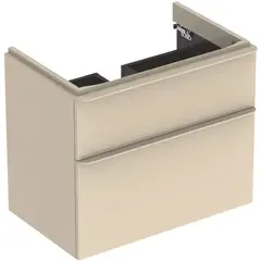Шкафчик для раковины Geberit Smyle Square, с двумя выдвижными ящиками: B=73.4см, H=61.7см, T=47см, Песчаный глянец / Высокоглянцевое покрытие фото