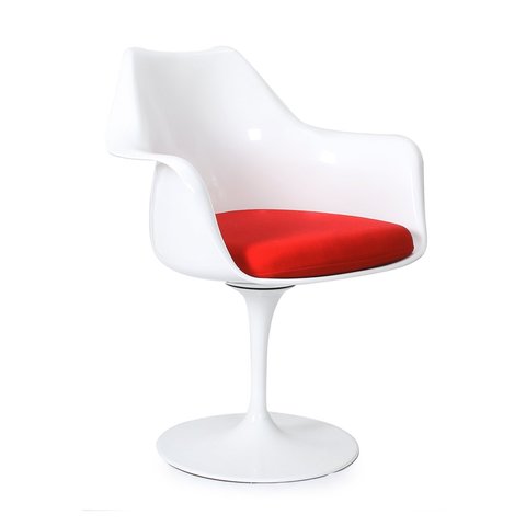 Стул Eero Saarinen Style Tulip Armchair красная подушка