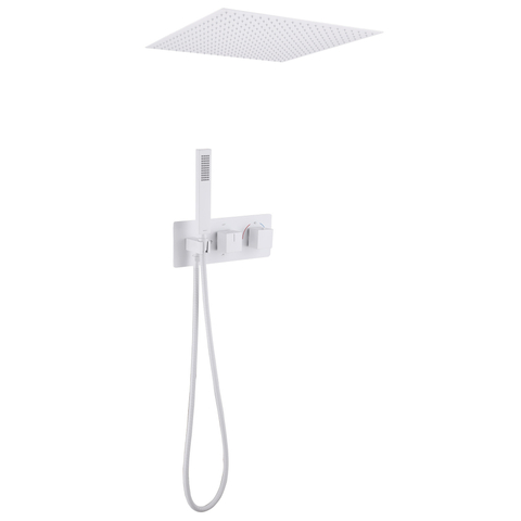Abber Daheim AF8255W Душевая система скрытого монтажа без излива, термостат, белая матовая