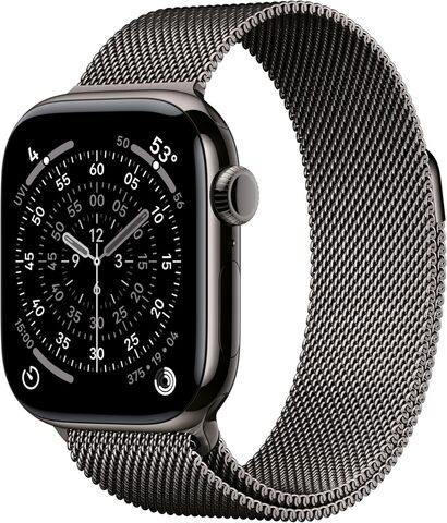 Умные часы Apple Watch Series 11 42 мм из титана серого цвета, миланский сетчатый браслет серого цвета