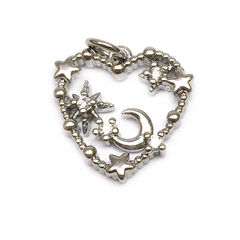 Подвеска с фианитами "Звездное небо в сердце" 18х16 мм, родий