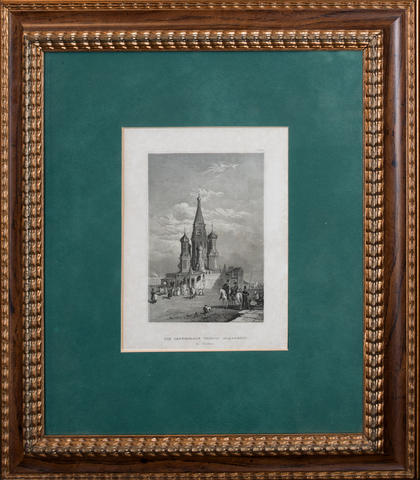 Собор Василия Блаженного в Москве.1830-е. Антикварная гравюра по стали