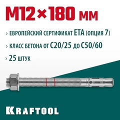 KRAFTOOL ETA Опция 7, М12 х 180, 25 шт, клиновой анкер (302184-12-180)