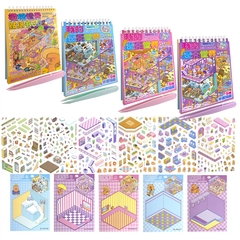 Наклейки для творчества - антистресс набор, 130*185 мм, "CAPYBARA PARTY MIX ", MINI, 3D стикеры, 6 комнат, в комплекте пинцет, 24 шт/уп, шоу-бокс