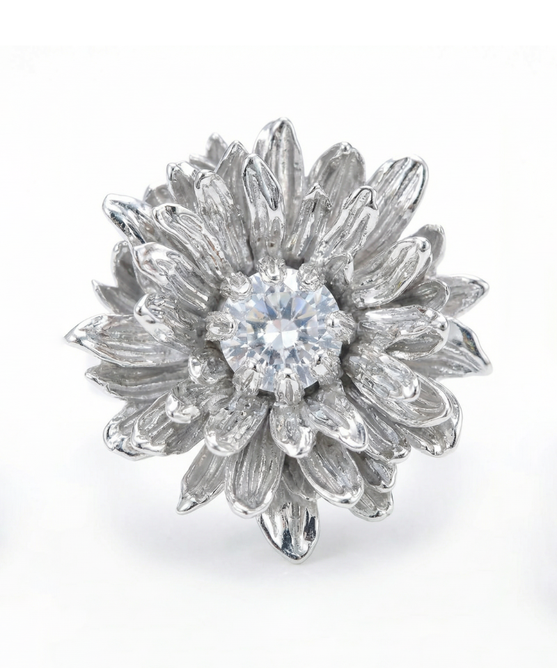 Кольцо Хризантема silver
