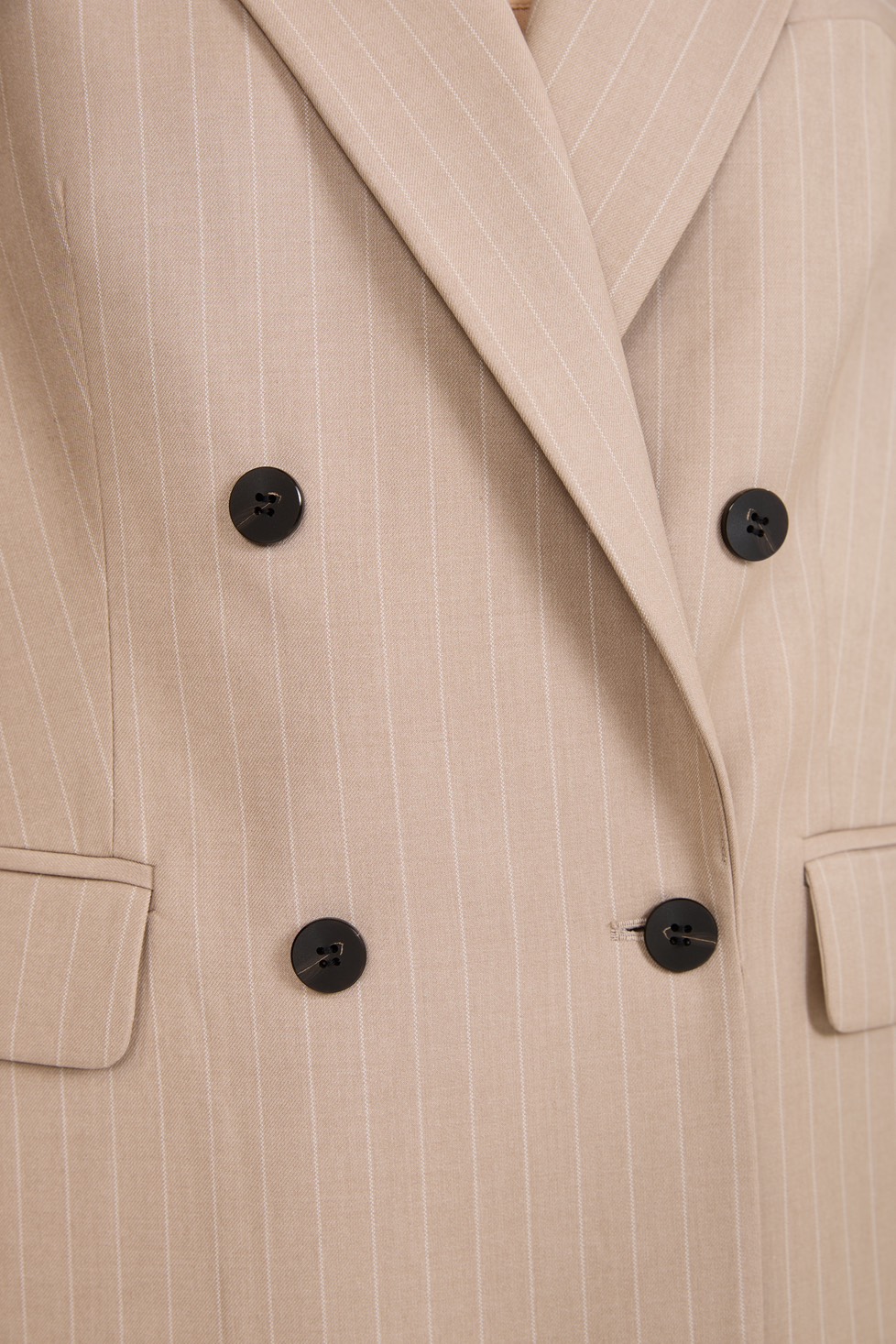 Жакет двубортный в полоску, мокко