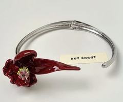 Колье-чокер фиксированной формы ОРХИДЕЯ черная/белая/фуксия