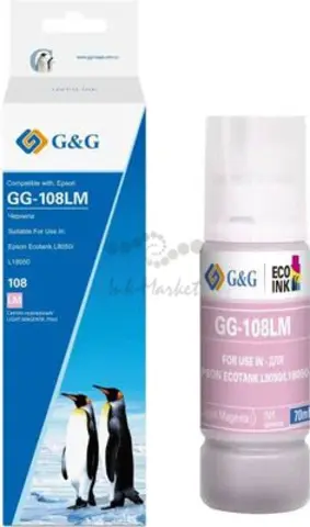 Чернила G&G GG-108LM C13T09C64A светло-пурпурный 70 мл для Epson Ecotank L8050/L18050