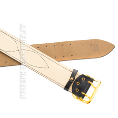 Купить кожаный офицерский ремень - Магазин тельняшек.ру 8-800-700-93-18Ремень кожаный Офицерский с юфтевой прострочкой Черный с латунной пряжкой в Магазине тельняшек