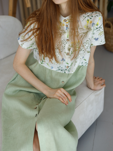 Платье льняное двуцветное Anna A.