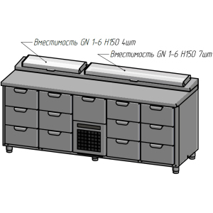 Стол холодильный саладетта HappyChef TC GS 3-3-CBR-3-3