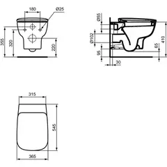 Унитаз подвесной, белый Ideal Standard Esedra AquaBlade T386001 с сиденьем