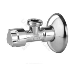 Кран латунный бытовой угловой G1/2" Ру10 НР с отражателем Icma 90519AD07