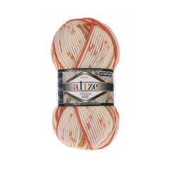 ALIZE "SUPERLANA MIDI MOTIF", 25% Шерсть - 75% Aкрил, 100 гр, 170 м, 6916 беж/оранжевый