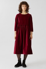 Платье с кулиской из бордового бархата