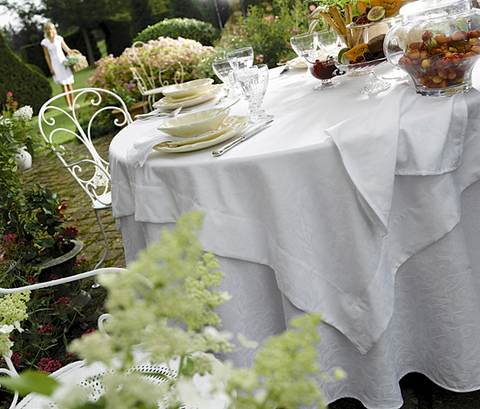 Скатерть 170х240 и 8 салфеток Blanc des Vosges Ombelle белая