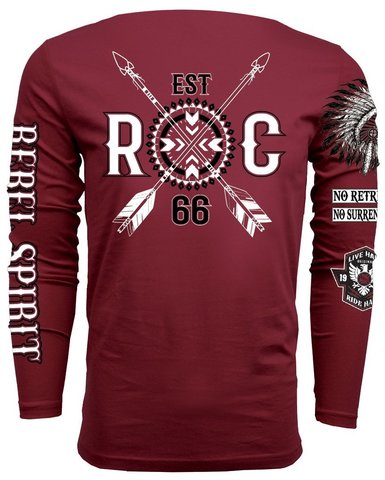 Rush Couture | Футболка лонгслив мужская REBEL SPIRIT LONG SLEEVE Burgundy RC235 спина