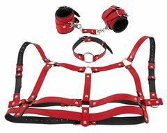 Красный комплект БДСМ-аксессуаров Harness Set - 