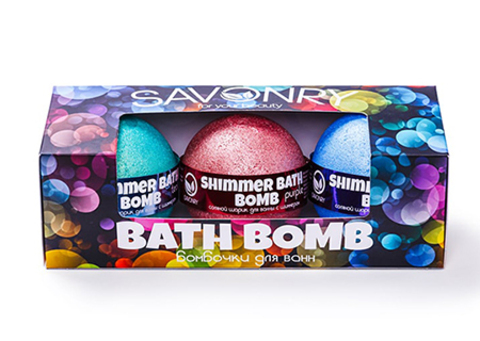 BATH BOMB (НАБОР БУРЛЯЩИХ ШАРИКОВ ПУРПУРНЫЙ-СИНИЙ-БИРЮЗОВЫЙ), 3ШТ