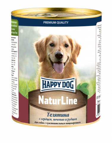 Happy Dog Natur Line консервы для собак (телятина с сердцем, печенью и рубцом) 970 гр
